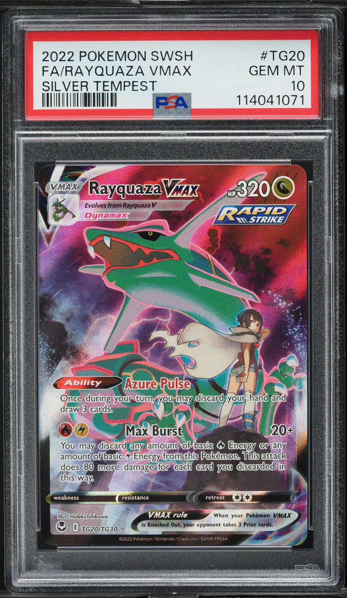 2022 Pokemon SWSH Silver Tempest Full Art Rayquaza VMAX #TG20 PSA 10 GEM MINT