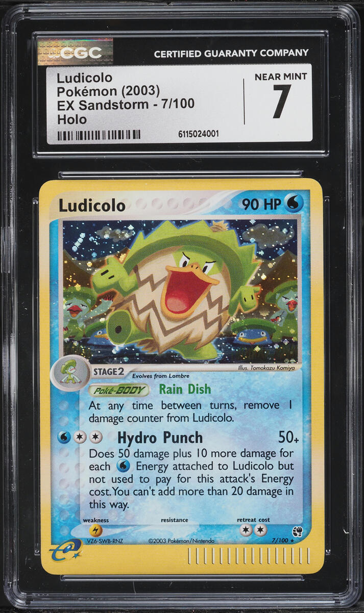 2003 Pokemon EX Sandstorm Holo Ludicolo #7 CGC 7 NRMT