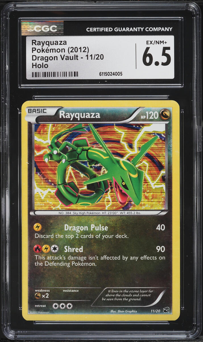 2012 Pokemon Black & White Dragon Vault Holo Rayquaza #11 CGC 6.5 EXMT+