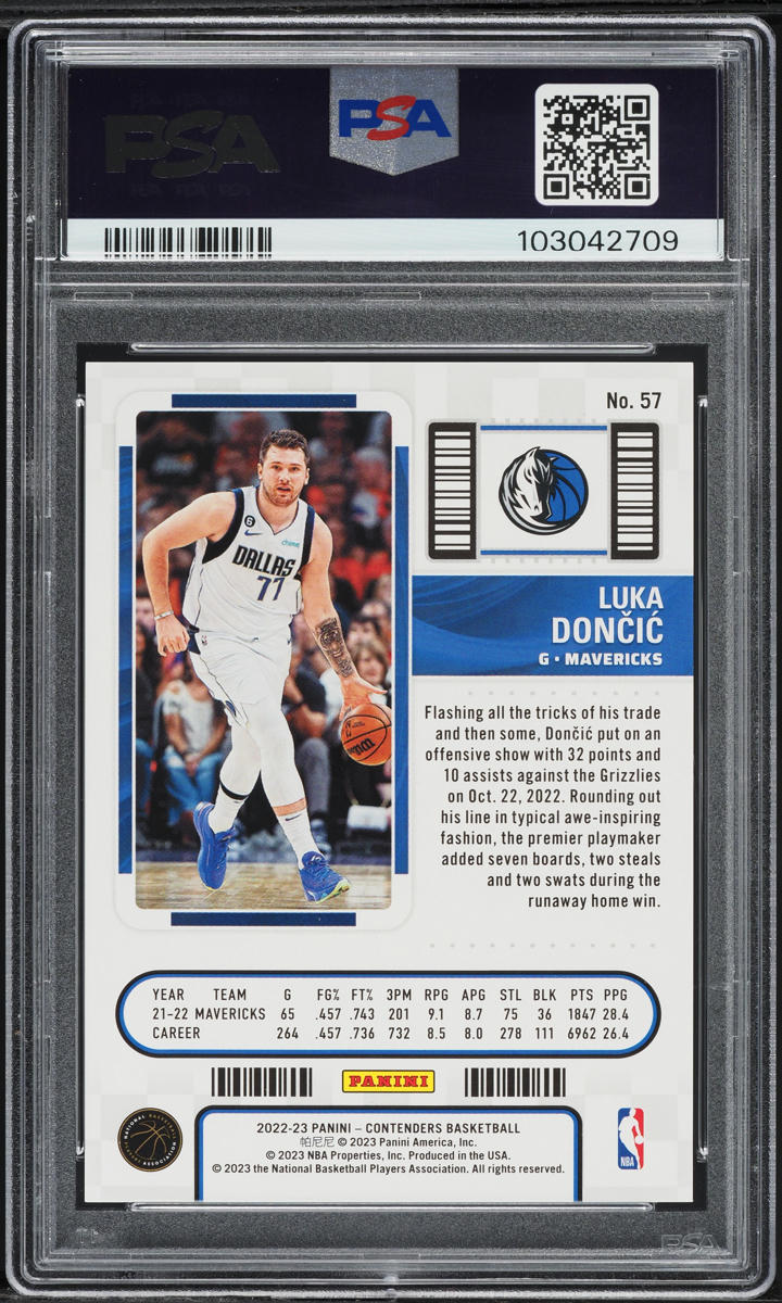 2022 Panini Contenders 1st Round Luka Doncic /199 #57 PSA 9 MINT