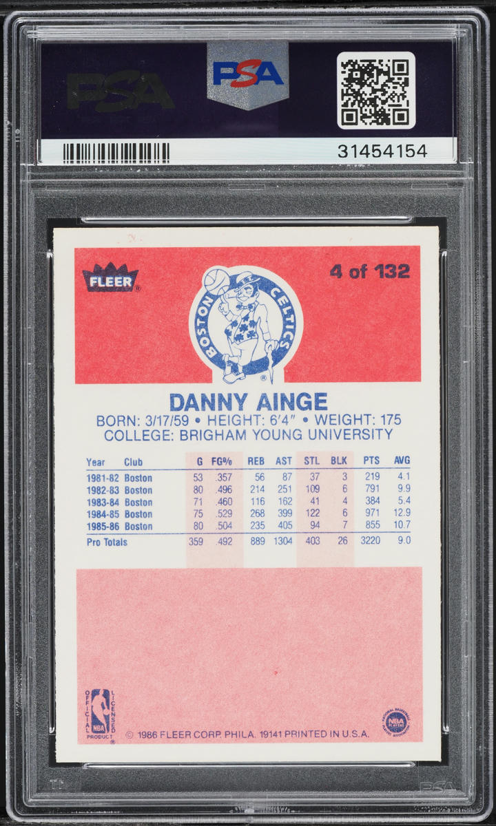 1986 Fleer Basketball Danny Ainge #4 PSA 10 GEM MINT