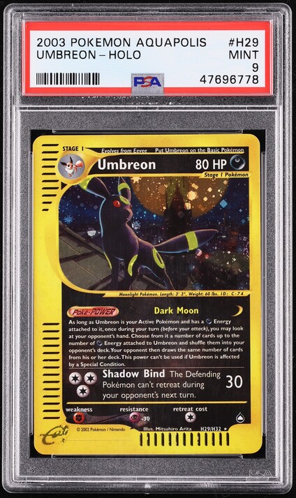 2003 Pokemon Aquapolis Holo Umbreon #H29 PSA 9 MINT