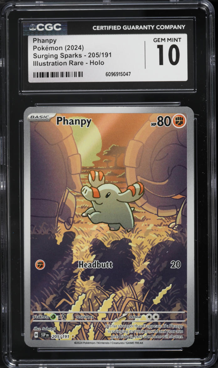 2024 Pokemon Scarlet & Violet Surging Sparks IR Phanpy #205 CGC 10 GEM MINT