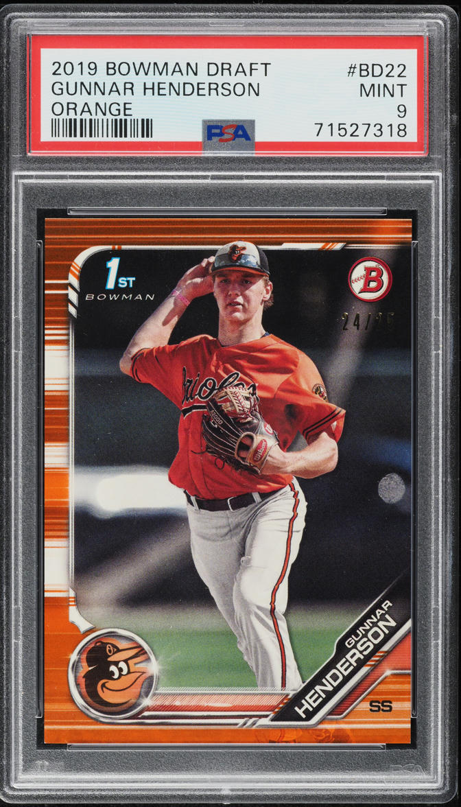 2019 Bowman Draft Orange Gunnar Henderson PROSPECT /25 #BD-22 PSA 9 MINT
