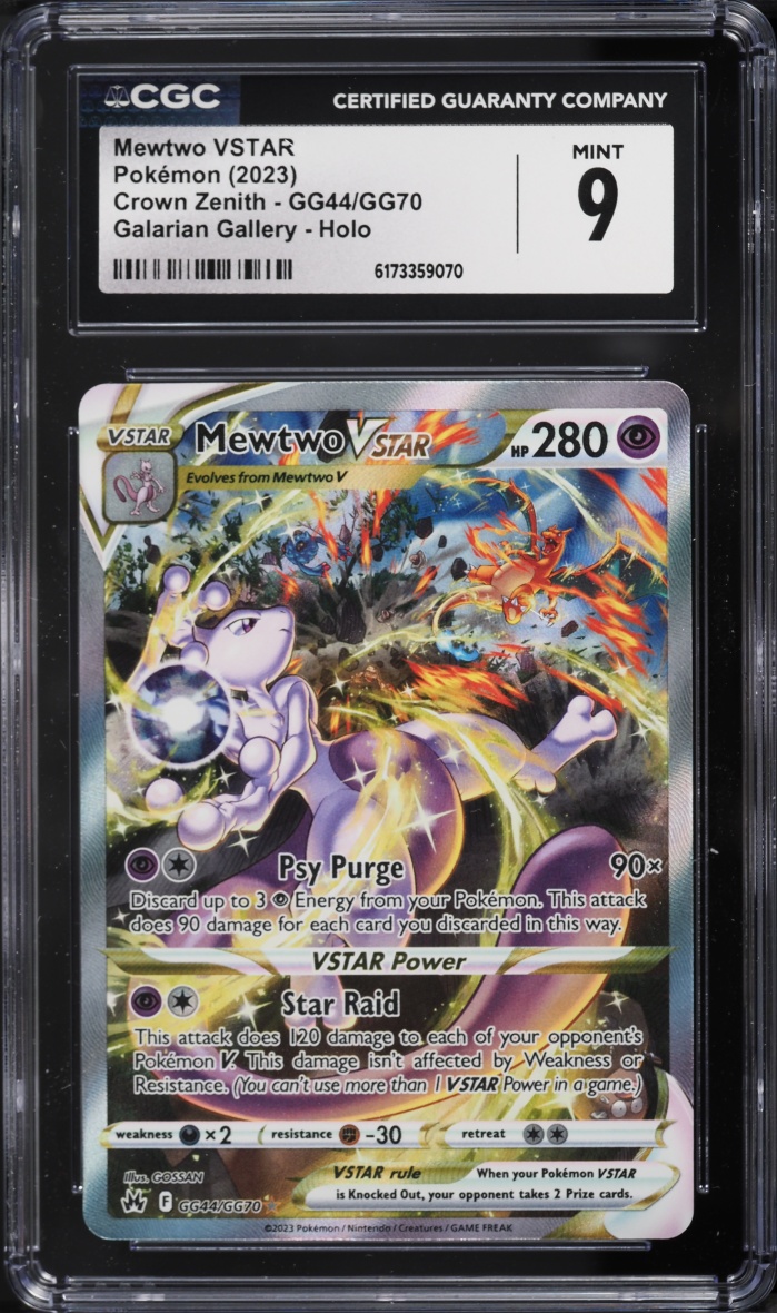 2023 Pokemon Sword & Shield Crown Zenith Galarian Gallery Alt Art Mewtwo VSTAR #GG44 CGC 9 MINT