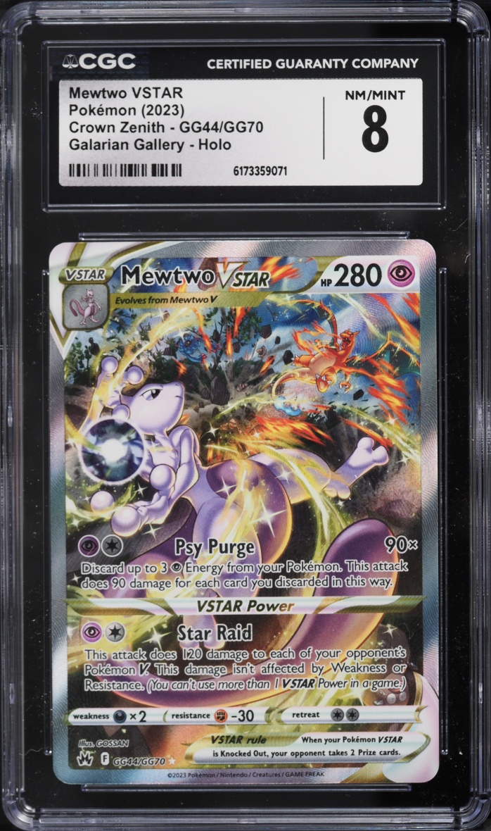 2023 Pokemon Sword & Shield Crown Zenith Alt Art Mewtwo VSTAR #GG44 CGC 8 NM-MT