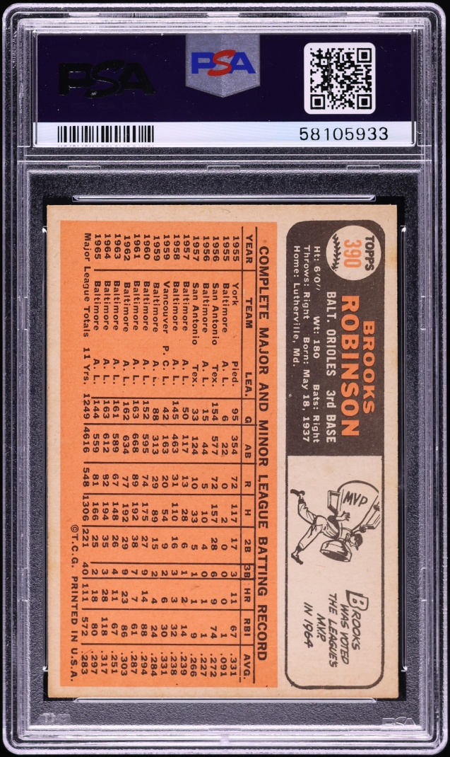 1966 Topps Brooks Robinson #390 PSA 6 EXMT