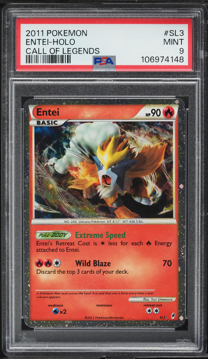 2011 Pokemon Call Of Legends Holo Entei #SL3 PSA 9 MINT
