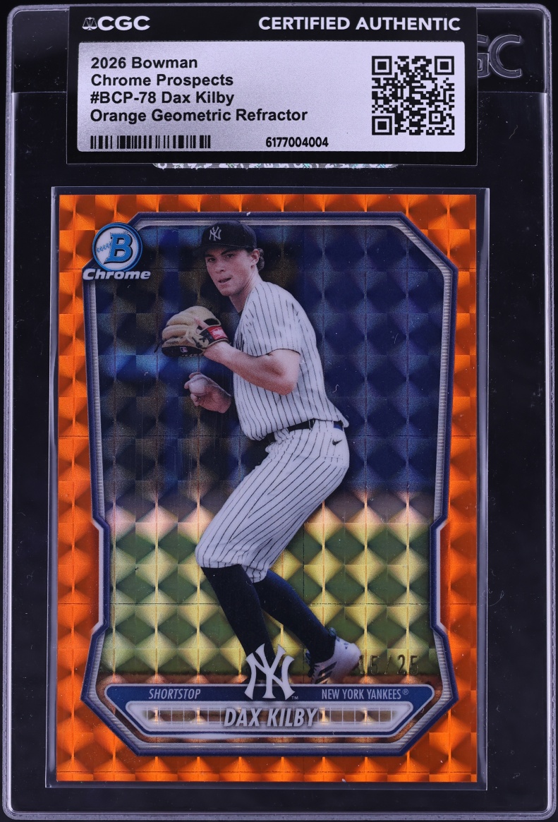 2026 Bowman Chrome Orange Geometric Refractor Dax Kilby PROSPECT /25 #BCP-78 CGC AUTH