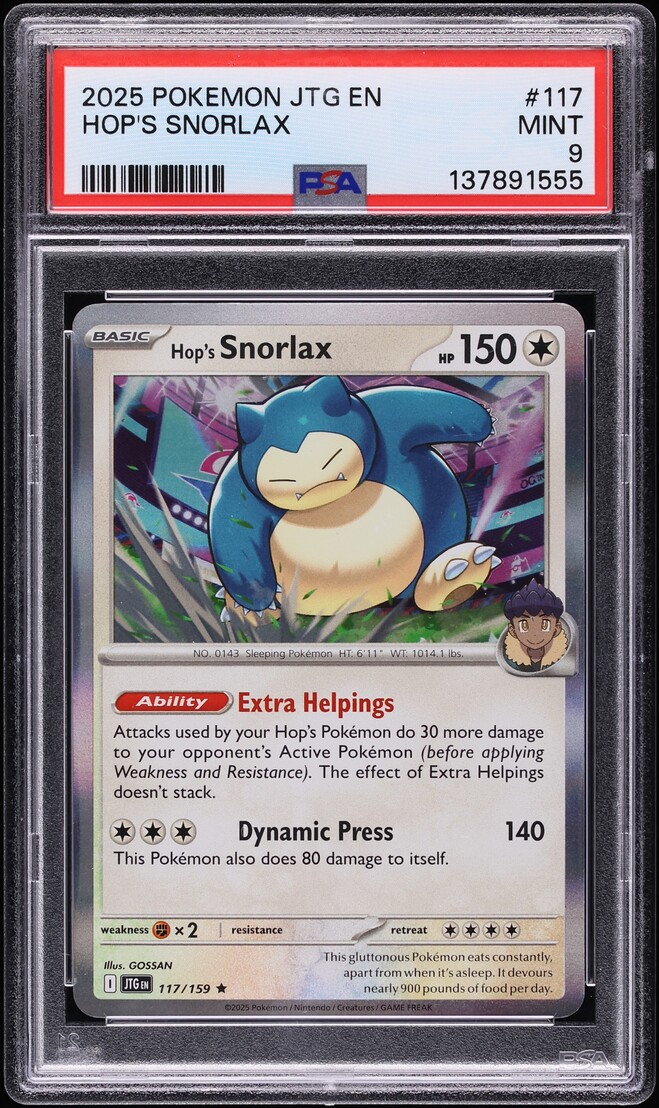 2025 Pokemon Scarlet & Violet Journey Together Hop's Snorlax #117 PSA 9 MINT