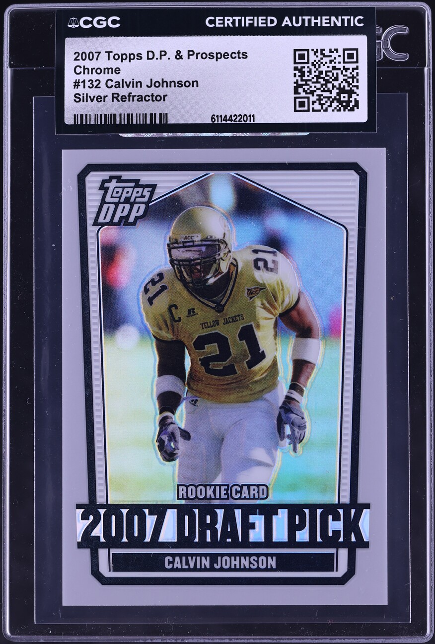 2007 Topps D.P. & Prospects Chrome Silver Refractor Calvin Johnson ROOKIE /125 #132 CGC AUTH