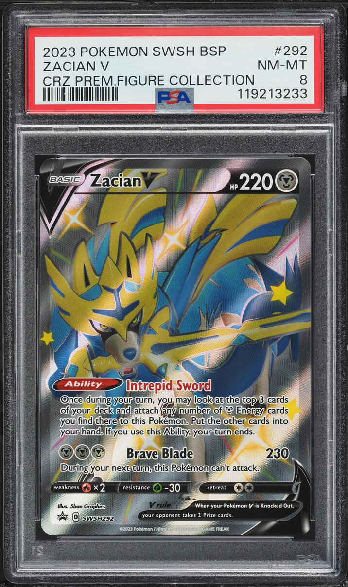 2023 Pokemon SWSH Crown Zenith Black Star Promo Figure Collection Full Art Zacian V PSA 8 NM-MT