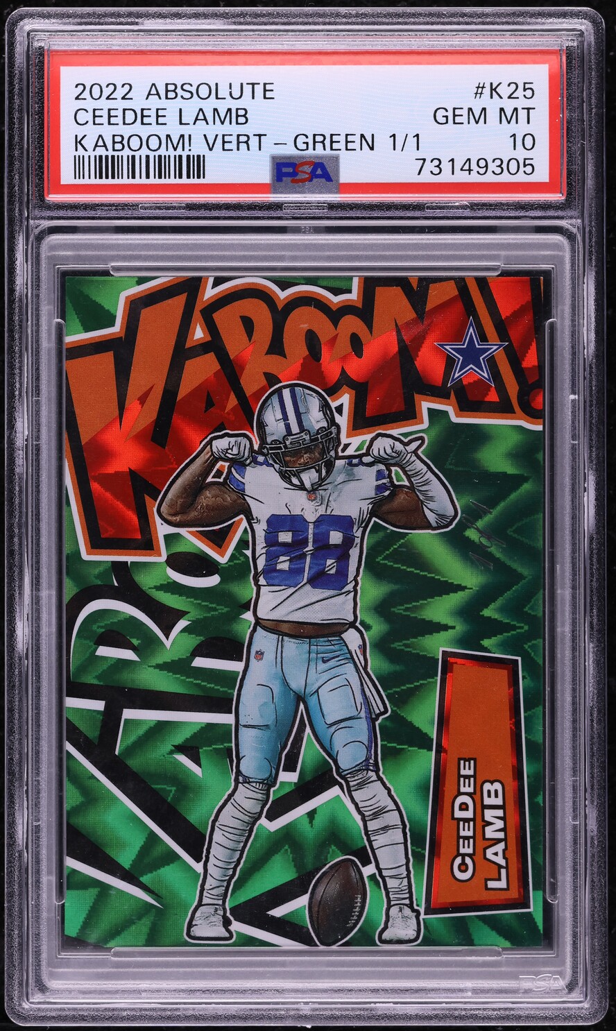 2022 Absolute Kaboom! Vertical Green CeeDee Lamb 1/1 #K25 PSA 10 GEM MINT