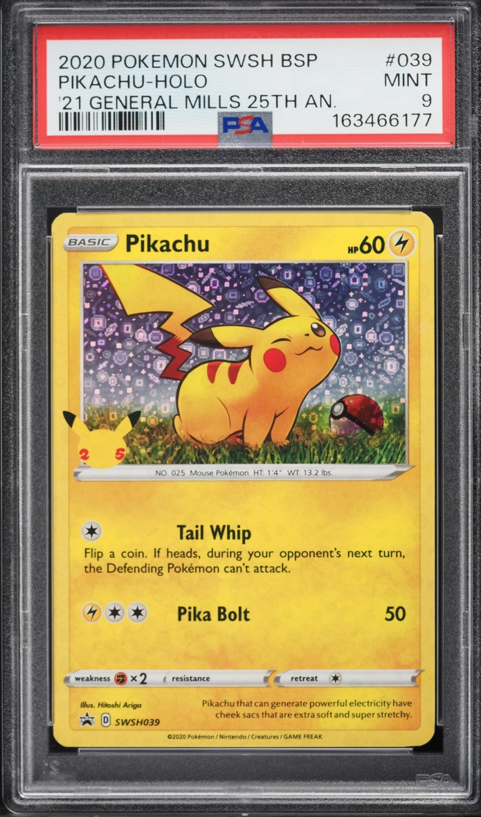 2020 Pokemon Sword & Shield Promo General Mills 25th Holo Pikachu #SWSH039 PSA 9 MINT