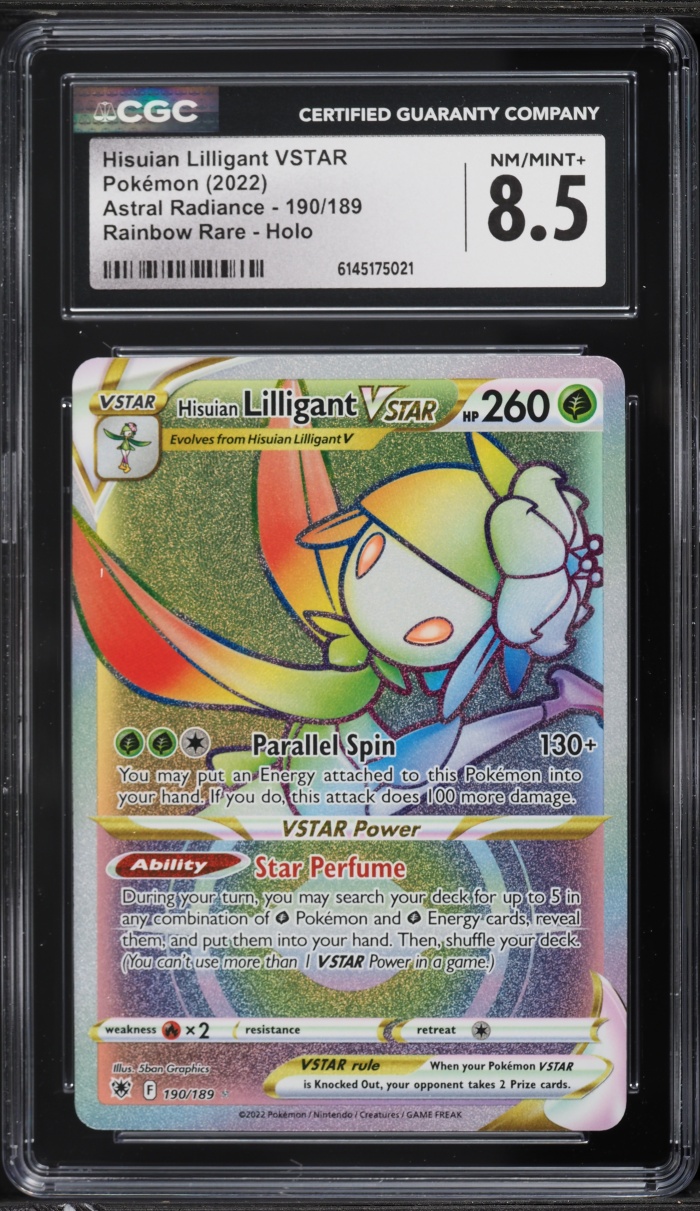 2022 Pokemon SWSH Astral Radiance Rainbow Rare Hisuian Lilligant VSTAR #190 CGC 8.5 NM-MT+