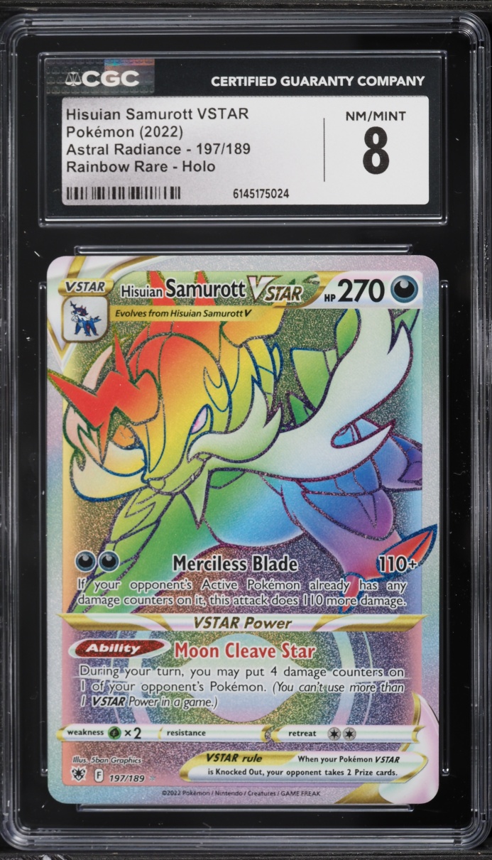 2022 Pokemon SWSH Astral Radiance Rainbow Rare Hisuian Samurott VSTAR #197 CGC 8 NM-MT