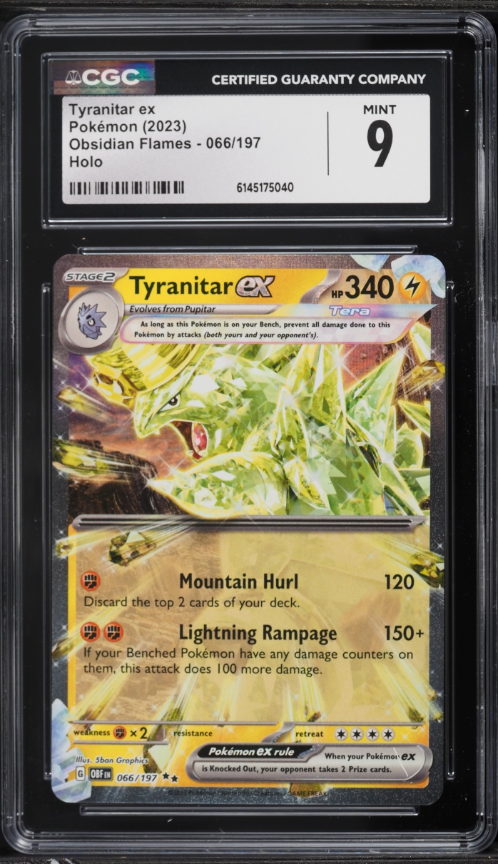 2023 Pokemon Scarlet & Violet Obsidian Flames Holo Tyranitar ex #66 CGC 9 MINT