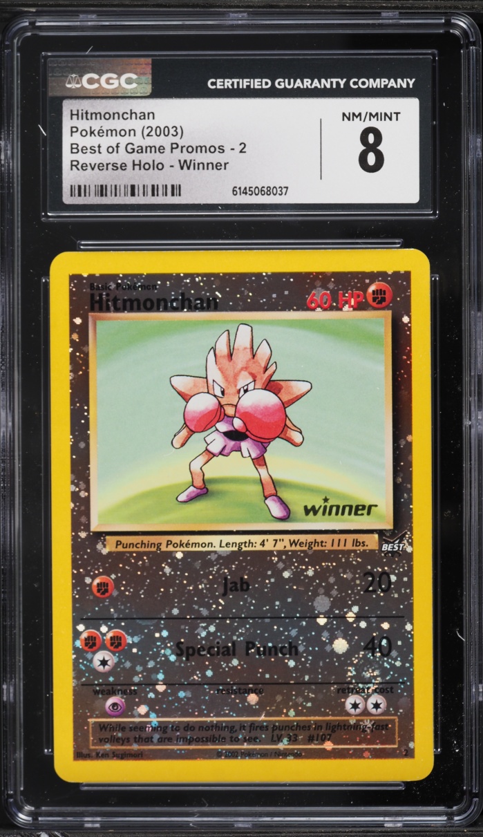 2003 Pokemon Best Of Game Promo Winner Reverse Holo Hitmonchan #2 CGC 8 NM-MT