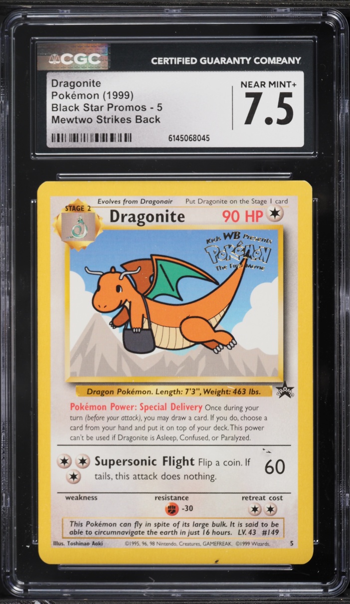 1999 Pokemon Promo Mewtwo Strikes Back Dragonite #5 CGC 7.5 NRMT+
