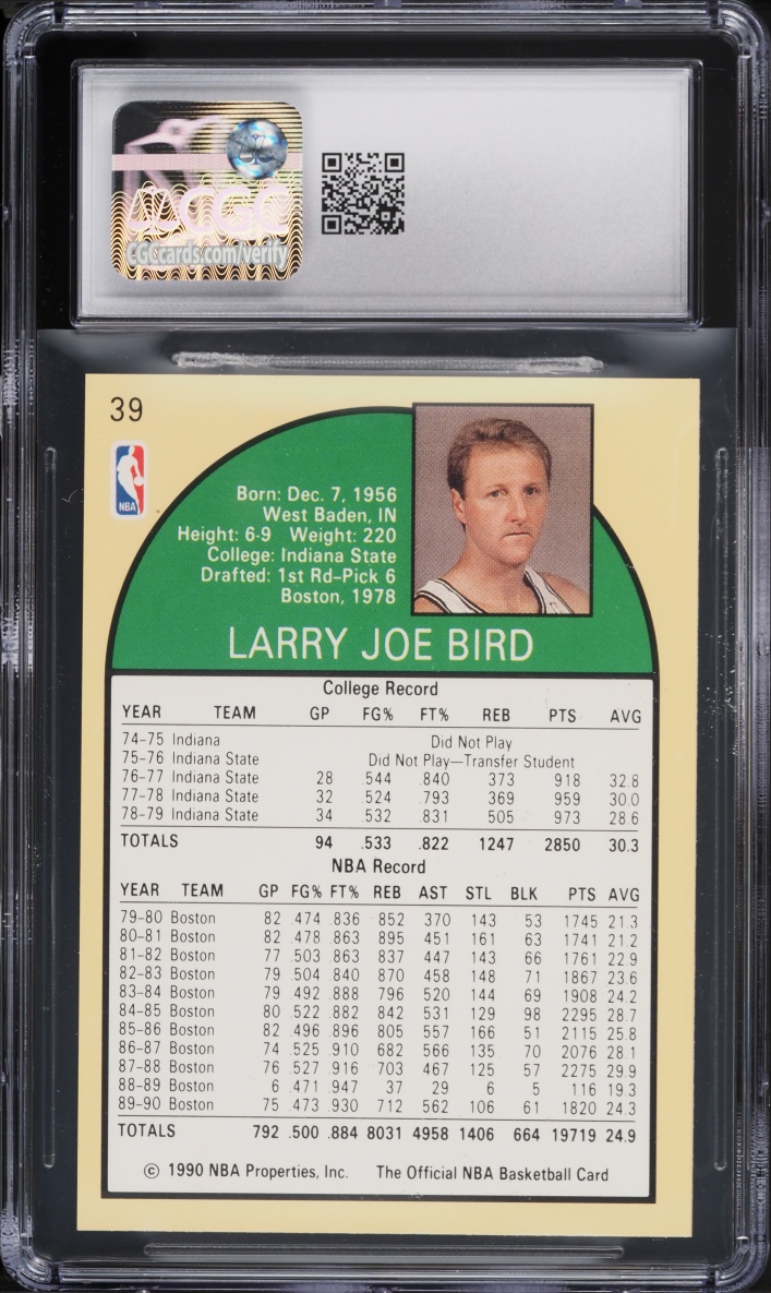 1990 Hoops Larry Bird #39 CGC 9 MINT