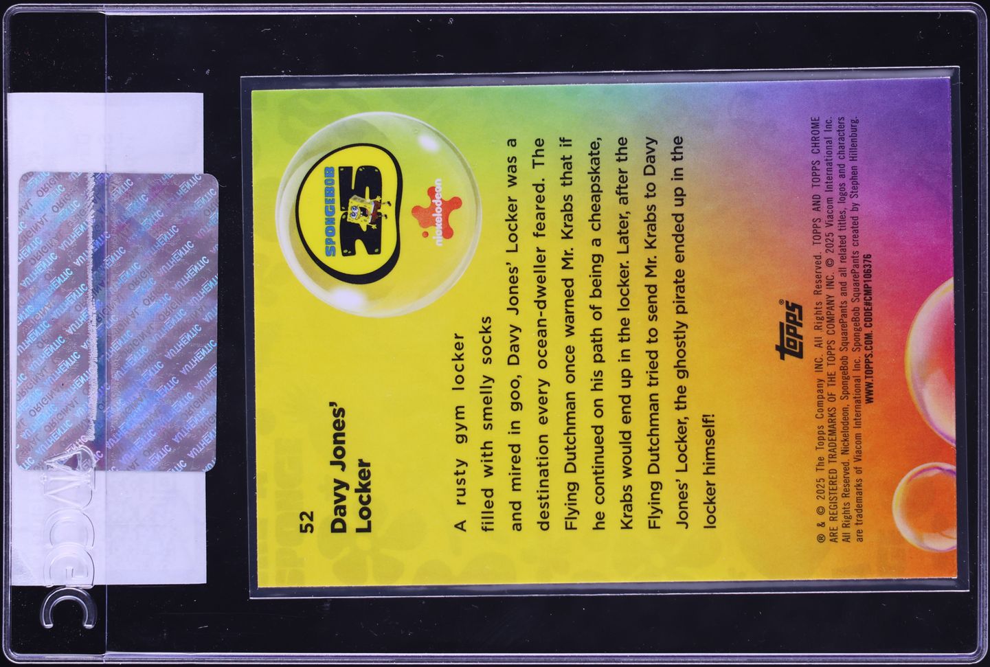 2025 Topps SpongeBob Chrome Davy Jones' Locker #52 CGC AUTH