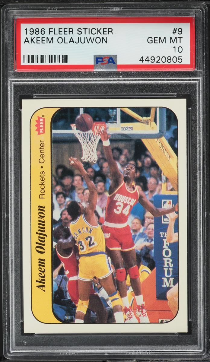 1986 Fleer Sticker Hakeem Olajuwon ROOKIE #9 PSA 10 GEM MINT
