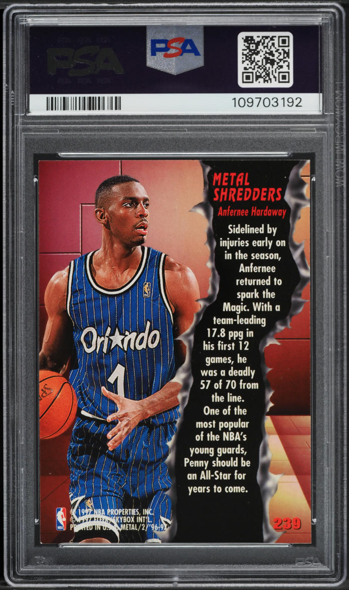 1996 Metal Shredders Anfernee Hardaway #239 PSA 8 NM-MT