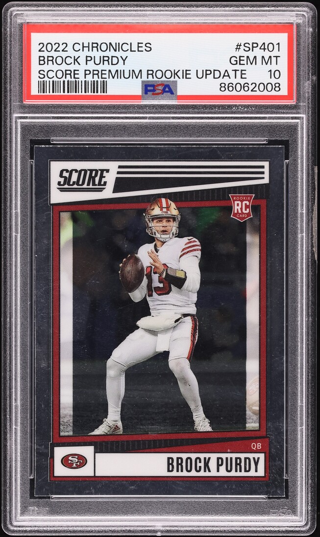2022 Panini Chronicles Score Premium Update Brock Purdy ROOKIE #SP-401 PSA 10 GEM MINT