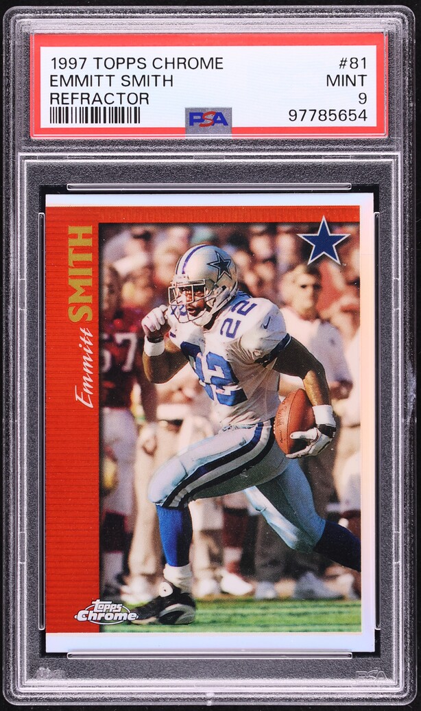1997 Topps Chrome Refractor Emmitt Smith #81 PSA 9 MINT