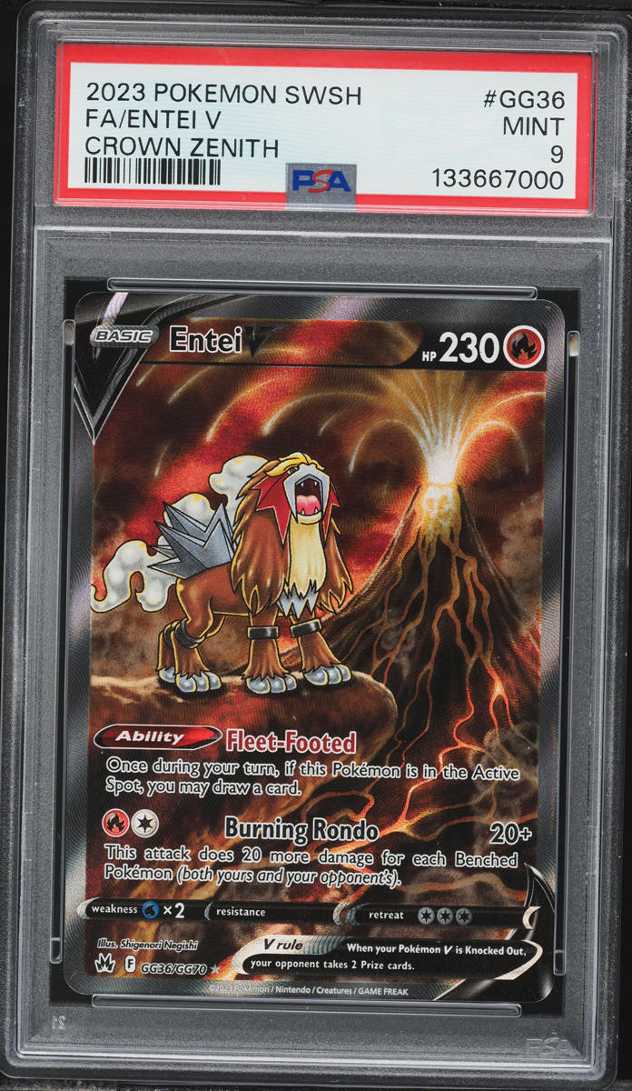 2023 Pokemon Sword & Shield Crown Zenith Alt Art Entei V #GG36 PSA 9 MINT