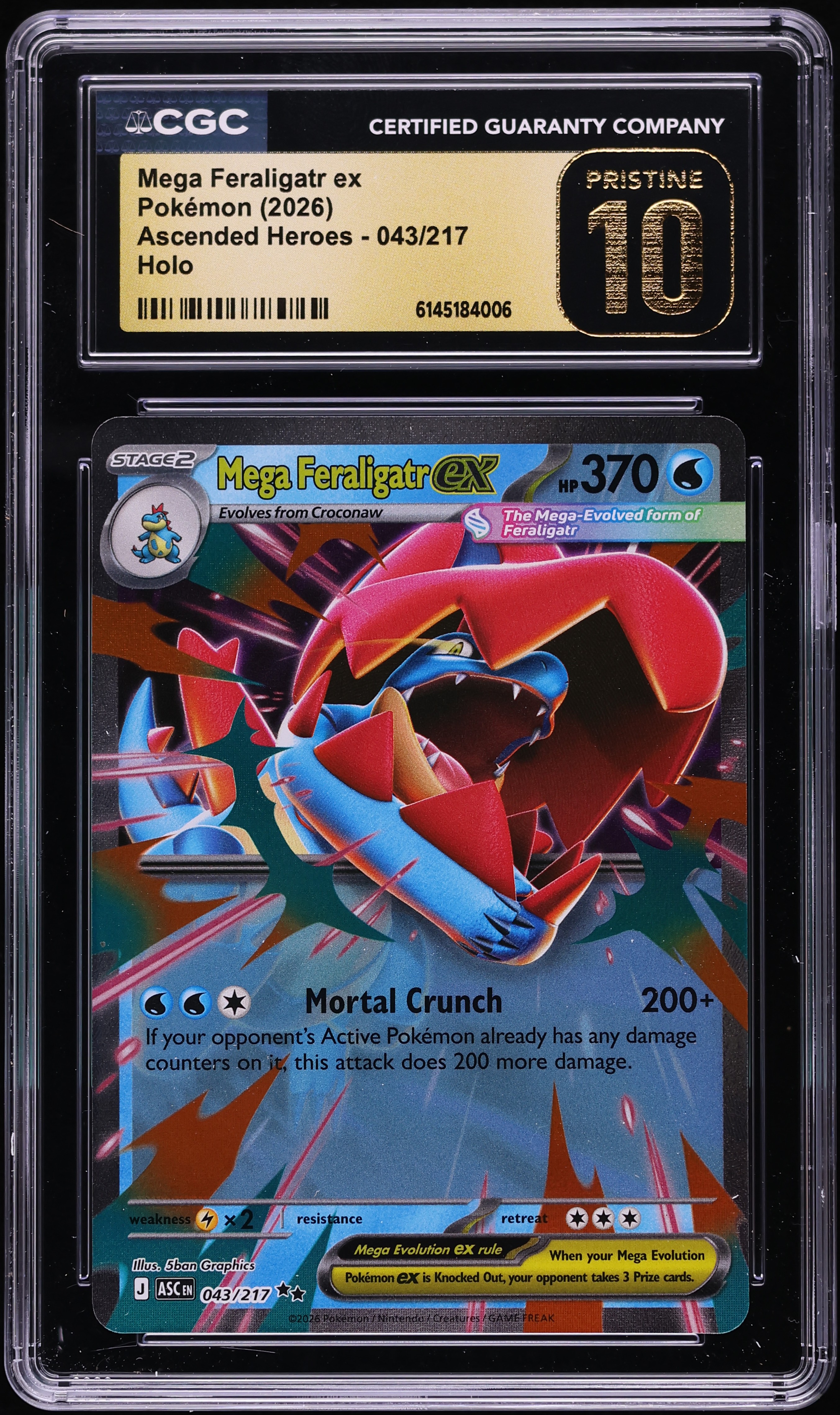 2026 Pokemon Mega Evolution Ascended Heroes Holo Mega Feraligatr ex #43 CGC 10 PRISTINE