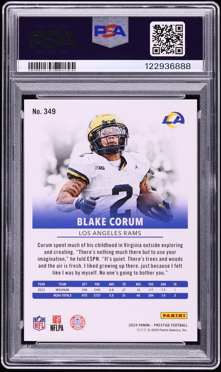 2024 Panini Prestige Blake Corum ROOKIE #349 PSA 10 GEM MINT