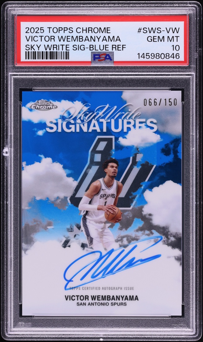 2025 Topps Chrome Sky Write Blue Refractor Victor Wembanyama AUTO /150 #SWS-VW PSA 10 GEM MINT