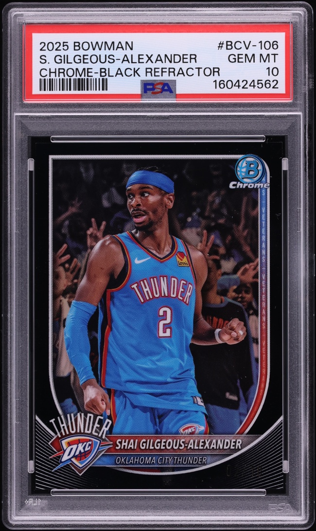 2025 Bowman Chrome Black Refractor Shai Gilgeous-Alexander JSY # 2/10 #BCV-106 PSA 10 GEM MINT