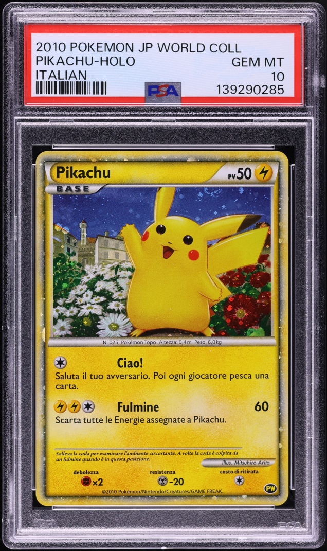 2010 Pokemon Italian World Collection Holo Pikachu PSA 10 GEM MINT