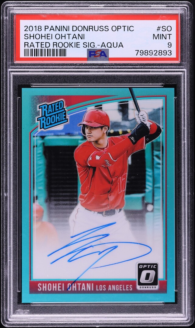 2018 Donruss Optic Aqua Shohei Ohtani ROOKIE AUTO /35 #RRS-SO PSA 9 MINT