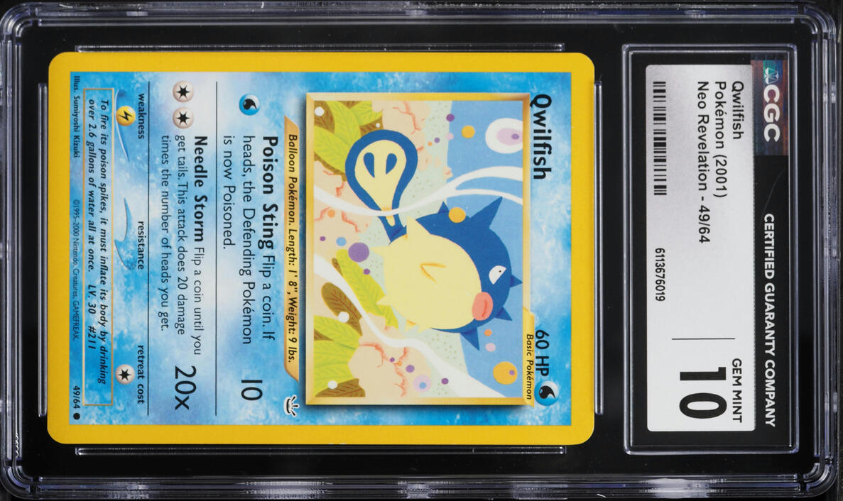 2001 Pokemon Neo Revelation Qwilfish #49 CGC 10 GEM MINT