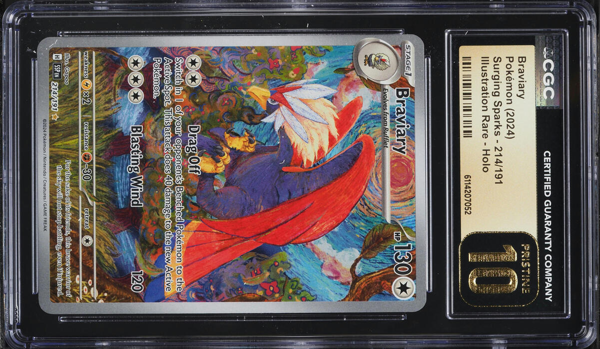 2024 Pokemon Scarlet & Violet Surging Sparks IR Braviary #214 CGC 10 PRISTINE