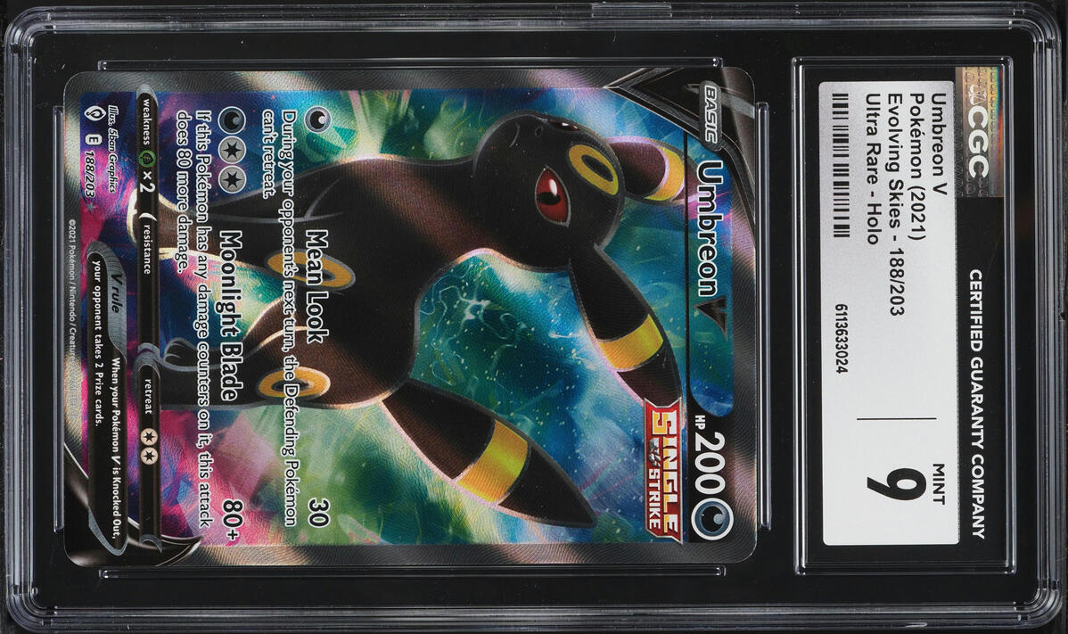 2021 Pokemon Sword & Shield Evolving Skies Full Art Umbreon V #188 CGC 9 MINT