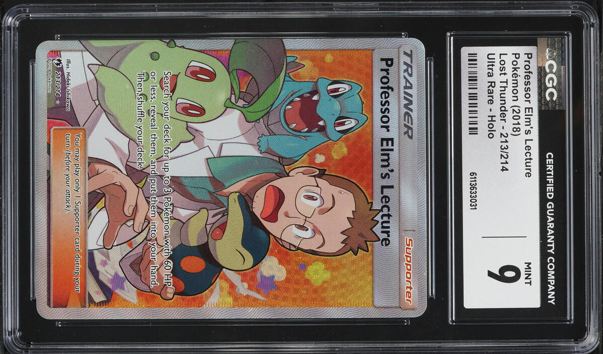2018 Pokemon Sun & Moon Lost Thunder Full Art Professor Elm's Lecture #213 CGC 9 MINT