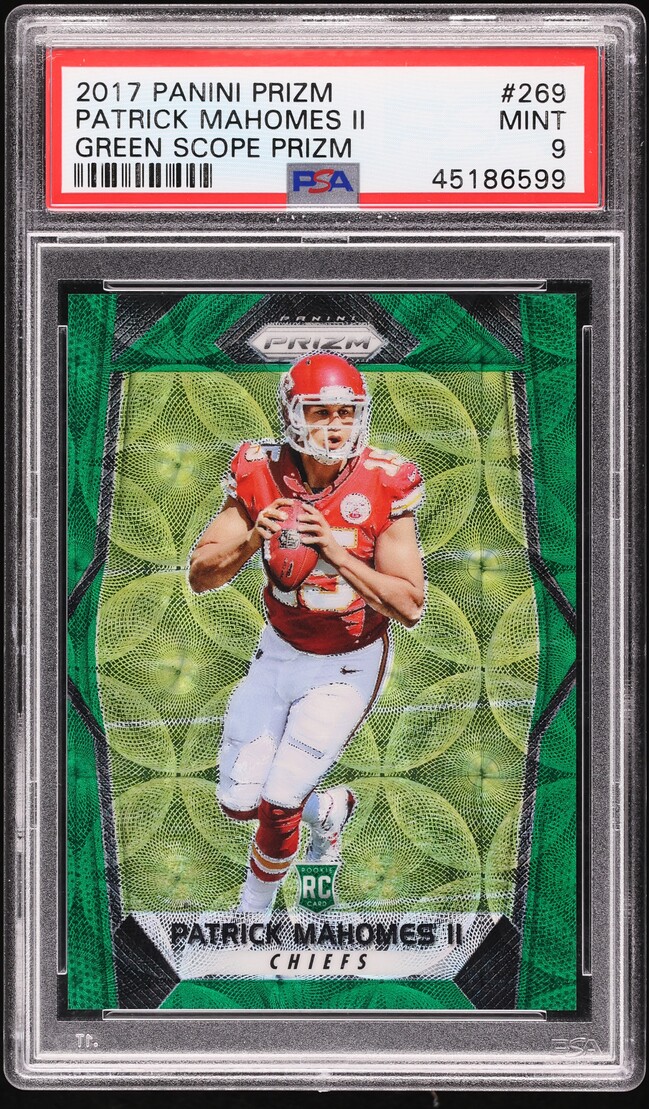 2017 Panini Prizm Green Scope Patrick Mahomes II ROOKIE /99 #269 PSA 9 MINT