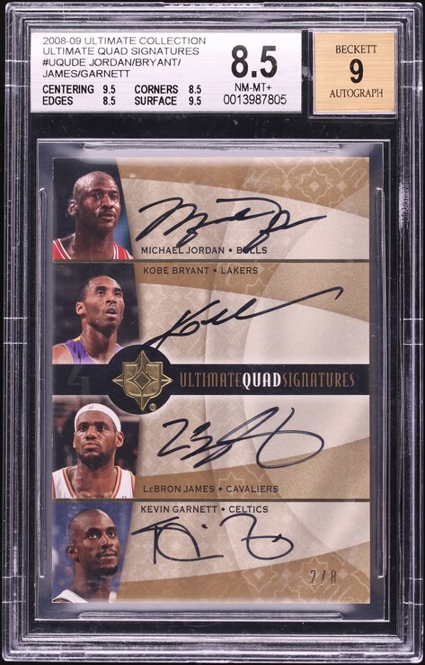 2008 UD Black Quad Michael Jordan LeBron James Kobe Garnett AUTO