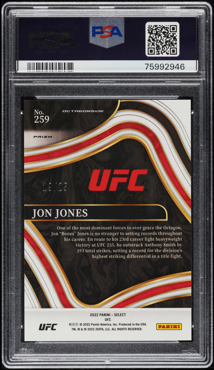 2022 Select UFC Octagonside Tie-Dye Prizm Jon Jones /25 #259 PSA 9 MINT