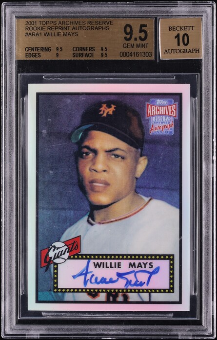 2001 Topps Archives Reserve '52 Reprint Willie Mays AUTO #ARA1 BGS 9.5 GEM MINT