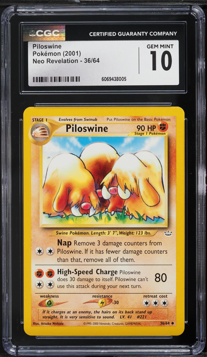 2001 Pokemon Neo Revelation Piloswine #36 CGC 10 GEM MINT