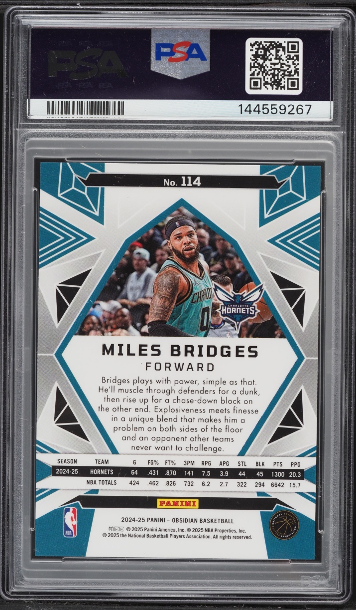 2024 Panini Obsidian Miles Bridges #114 PSA 8 NM-MT