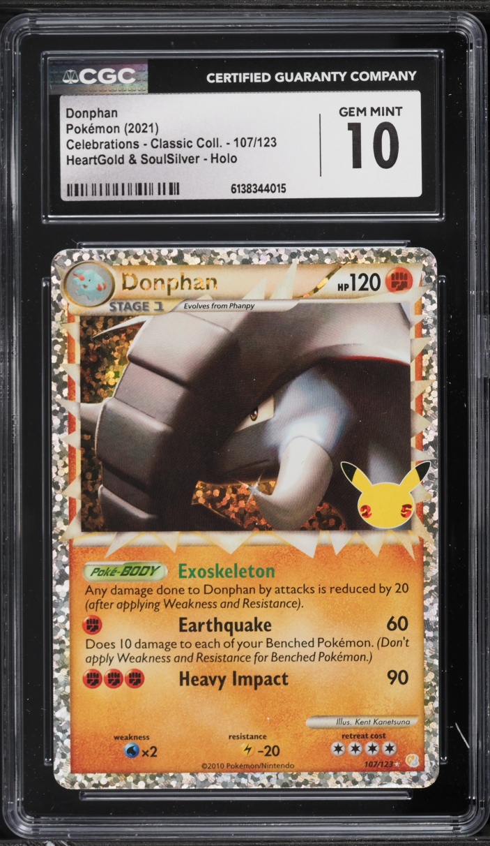 2021 Pokemon Sword & Shield Celebrations Holo Donphan #107 CGC 10 GEM MINT