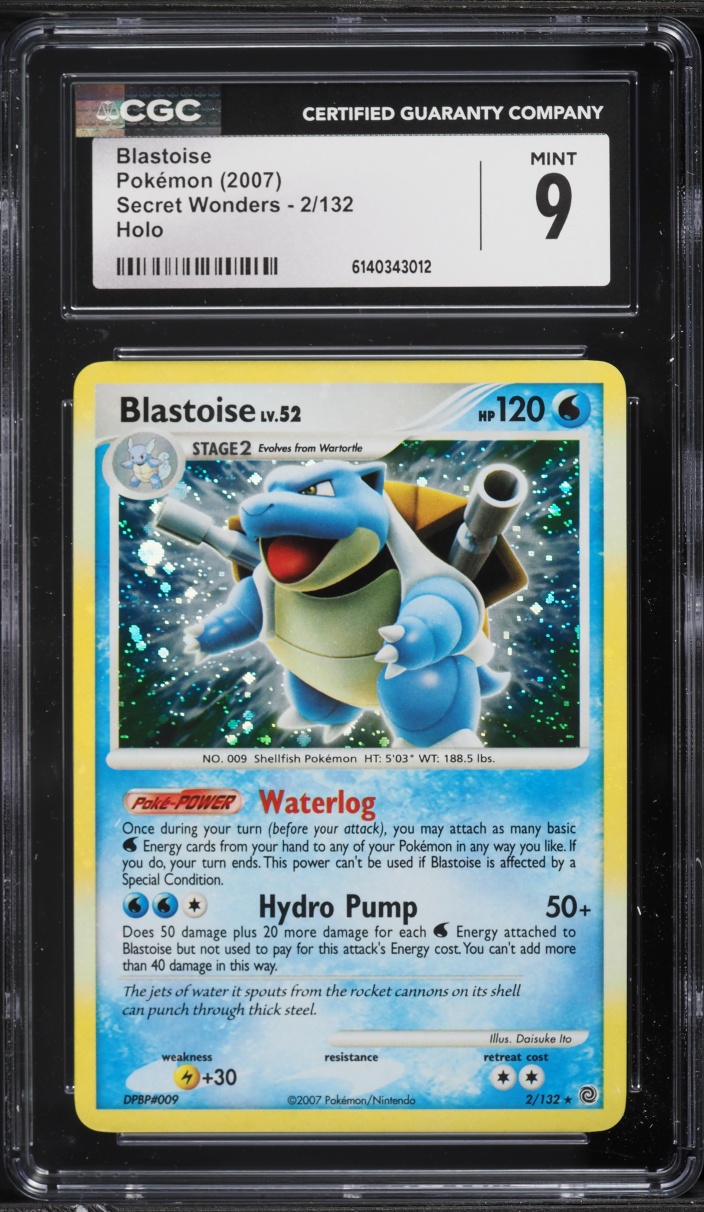 2007 Pokemon Diamond & Pearl Secret Wonders Holo Blastoise #2 CGC 9 MINT