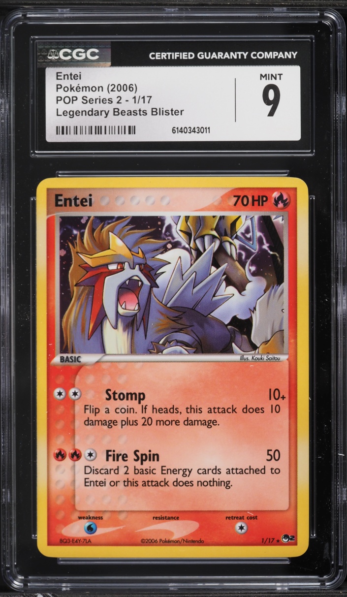 2006 Pokemon POP Series 2 Entei #1 CGC 9 MINT