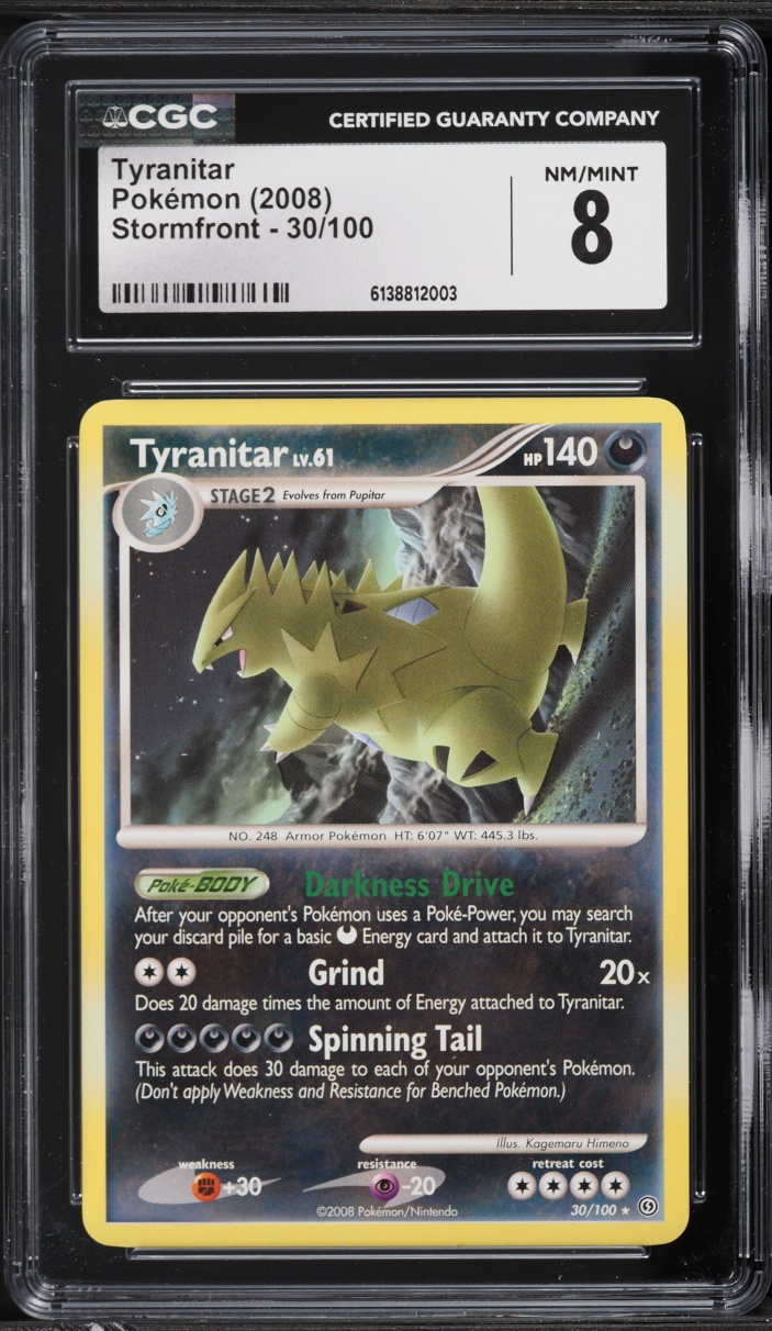 2008 Pokemon Diamond & Pearl Stormfront Tyranitar #30 CGC 8 NM-MT